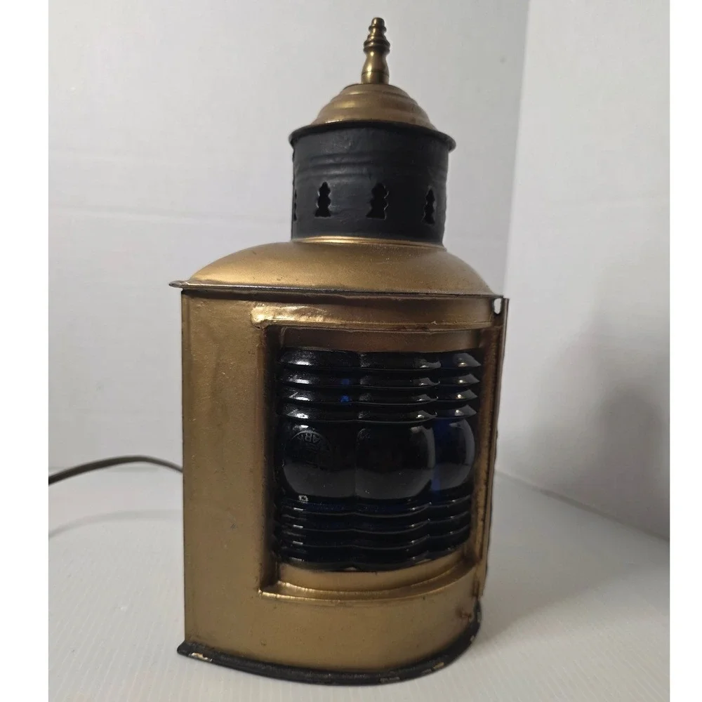 Antique Triplex Nautical‎ Bow Lantern Red Blue Fresnel 1913 Patent Electric